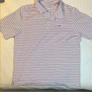 Vineyard Vines, Performance  Kids Striped Polo Shirt - Red and Blue